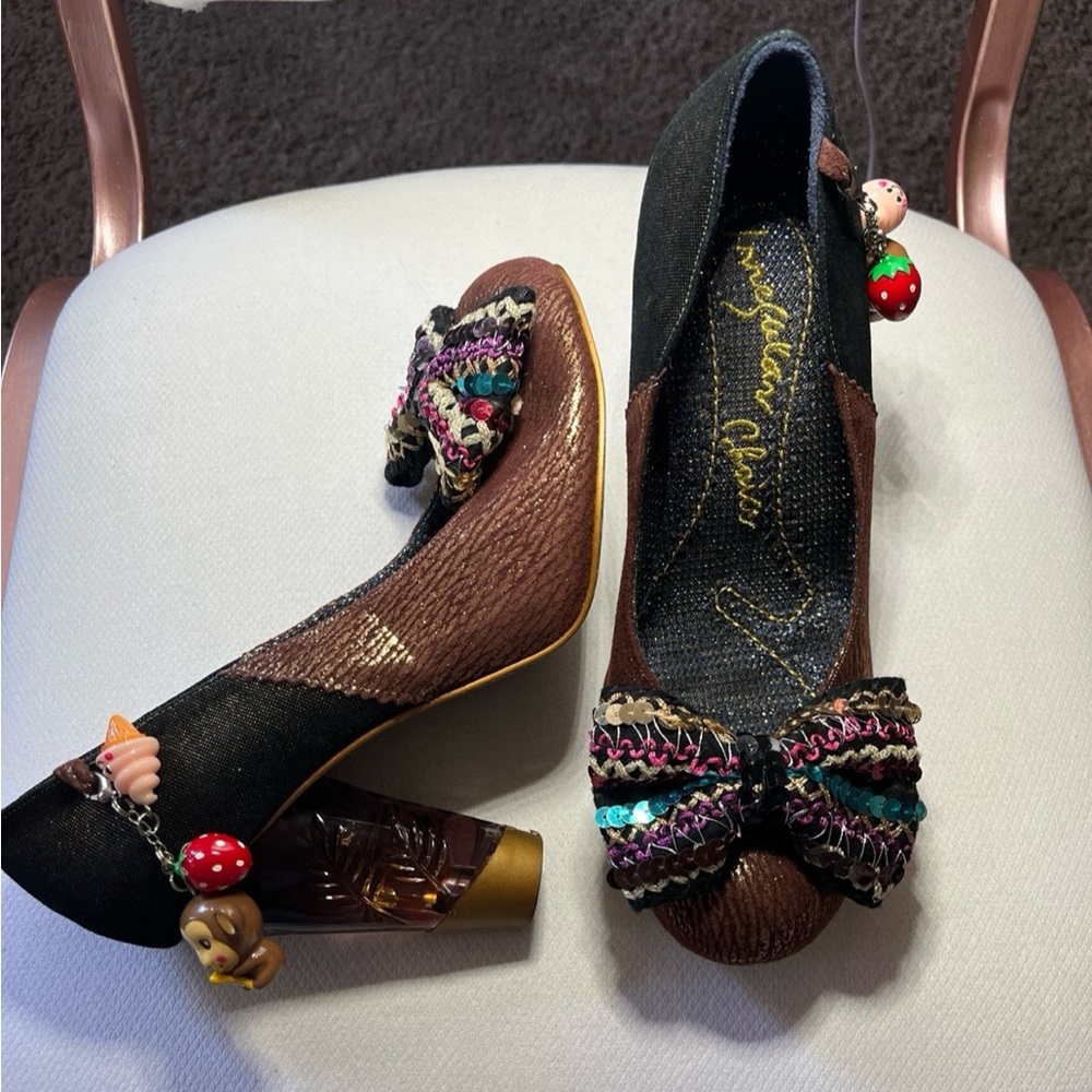 Irregular Choice Black and Brown Heels with Bow - Picture 3 of 6